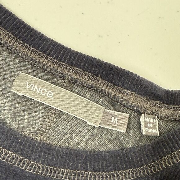 Vince Mens Pullover Size M Navy Long Sleeve Sweater Cotton Preppy Minimalist - Picture 10 of 12